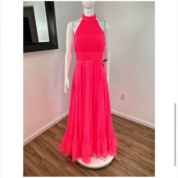 Mac Duggal High Neck Tiered Chiffon Halter Gown Size 6 NWT - Picture 5 of 8